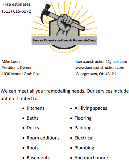 Luers Construction & Remodeling Advertisement